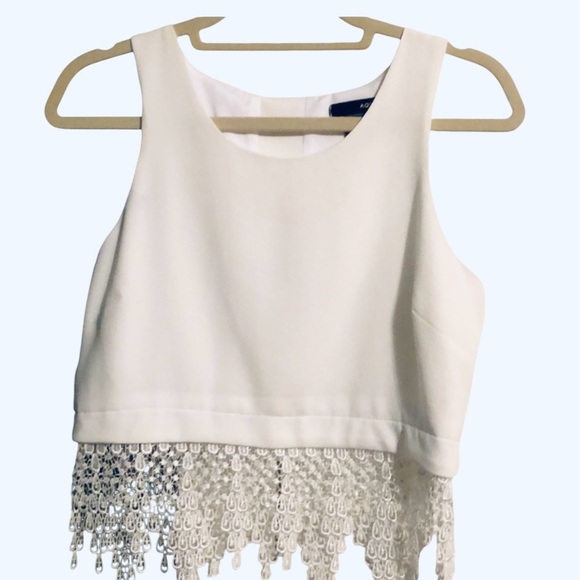 Aqua Crochet Lace Bottom Crop Top White M - Picture 1 of 5